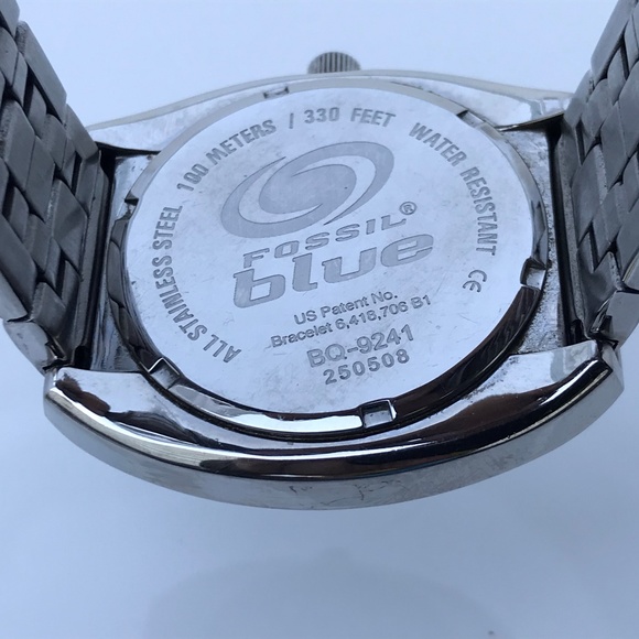 Fossil Blue Men Watch Silver Tone BQ-9241 Chrono - Picture 6 of 8